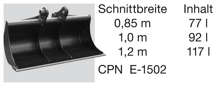 Minibagger-Zubehör: Grabenlöffel starr