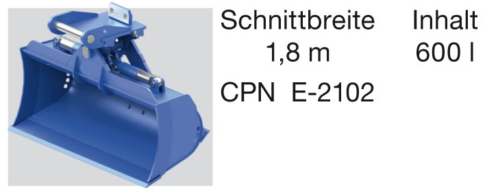 Zubehör für JCB Mobilbagger: Hydraulischer Grabenlöffel