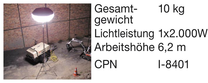 Lichtmasten von Doosan - Modell BL 2000 mit 54.000 Lumen